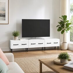 Modern White TV Cabinet with Drawer for Storage Solutions
