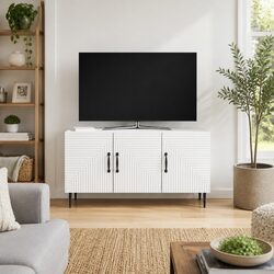 Precision White TV Cabinet with Engineered Wood Design