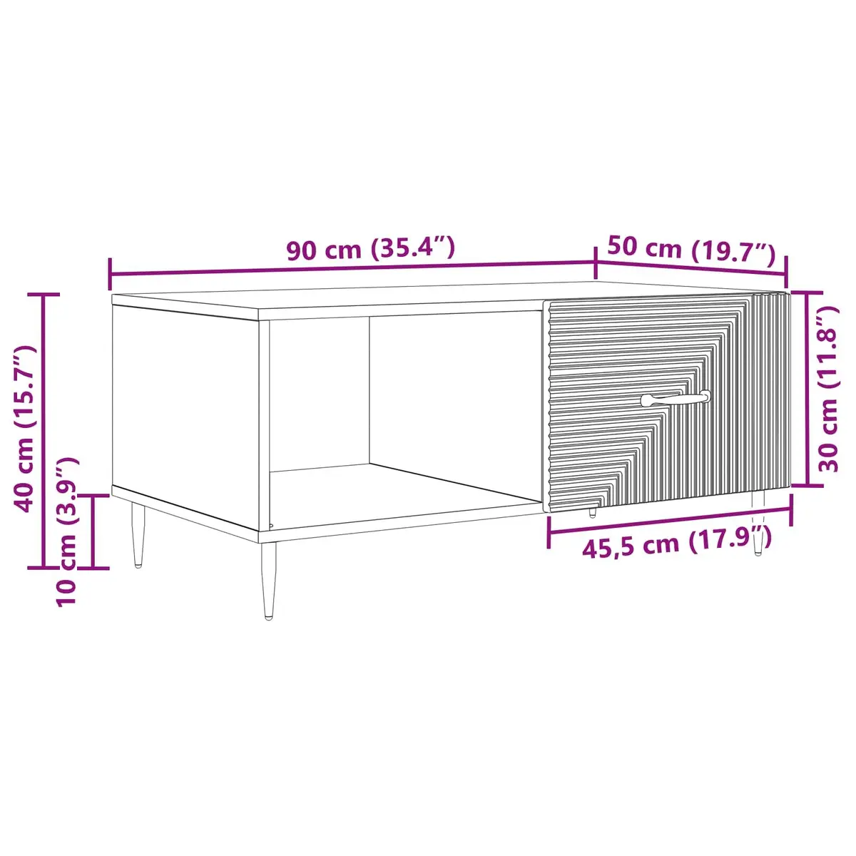 Coffee Table Rectangular Storage White Modern