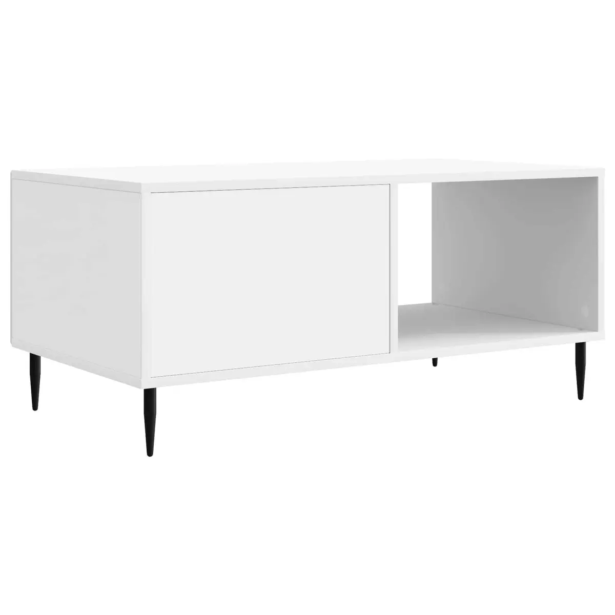 Coffee Table Rectangular Storage White Modern