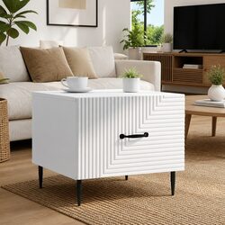 Engineered Wood Coffee Table with Drawer in White