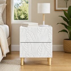Engineered Wood Bedside Table with Drawer Storage