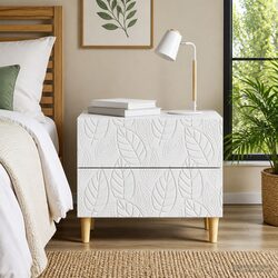 Compact White Bedside Table with Engineered Wood