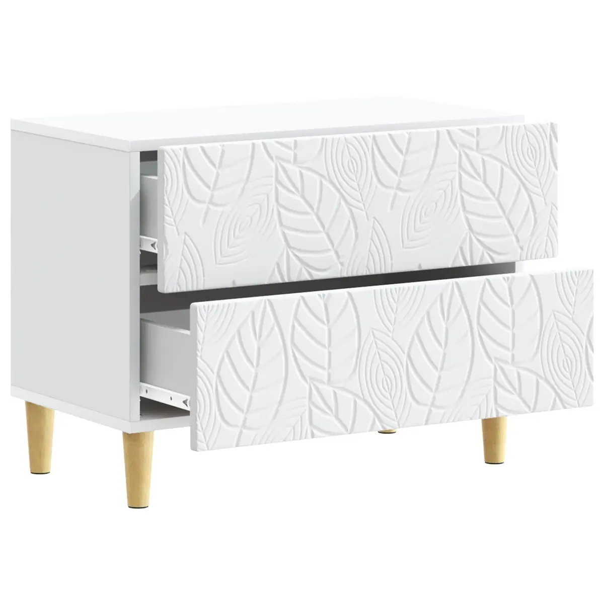 Bedside Table Modern Engineered Wood Storage White 62 x 34.5 x 48 cm