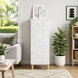 White Sideboard Storage Cabinet with Engineered Wood Construction