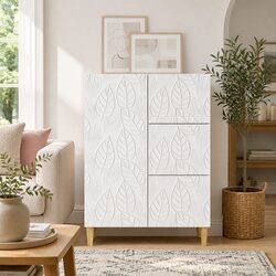 White Engineered Wood Sideboard Cabinet 66x34.5x90cm