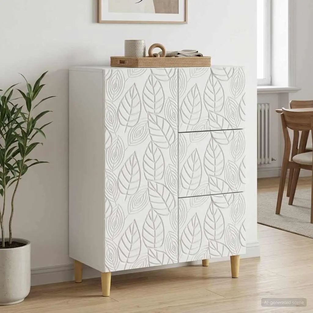 Vintage White Sideboard Storage Cabinet Engineered Wood 66x34.5x90cm
