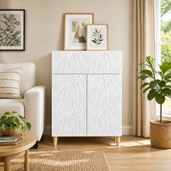 White Engineered Wood Sideboard Cabinet 66cm with Swing Doors