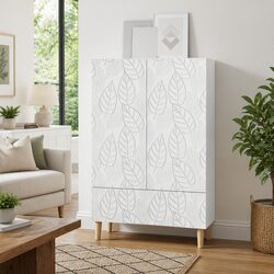Rectangular Sideboard White 66x34.5x95cm Storage Cabinet