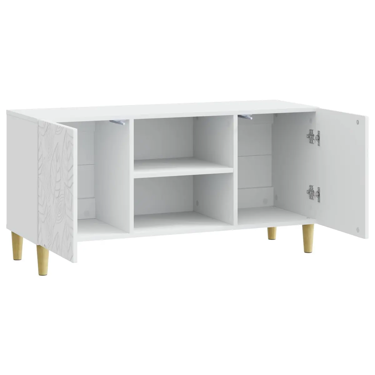 TV Cabinet Engineered Wood Storage Unit White with Swing Doors