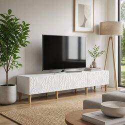 White Engineered Wood TV Cabinet 147 x 34.5 x 30 cm