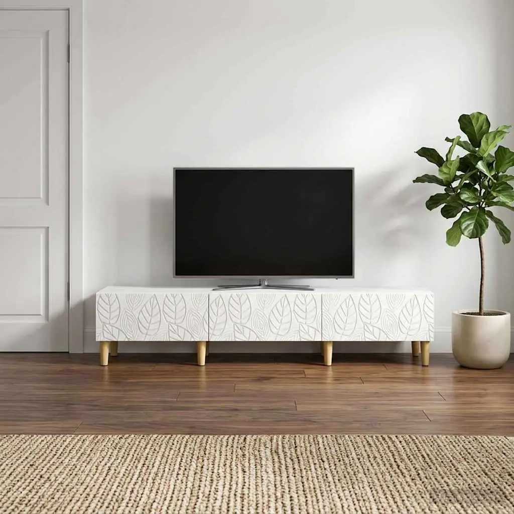 TV Stand Vintage Style Spacious Storage Unit 147 x 34.5 x 30 cm White Engineered Wood for Media Organization