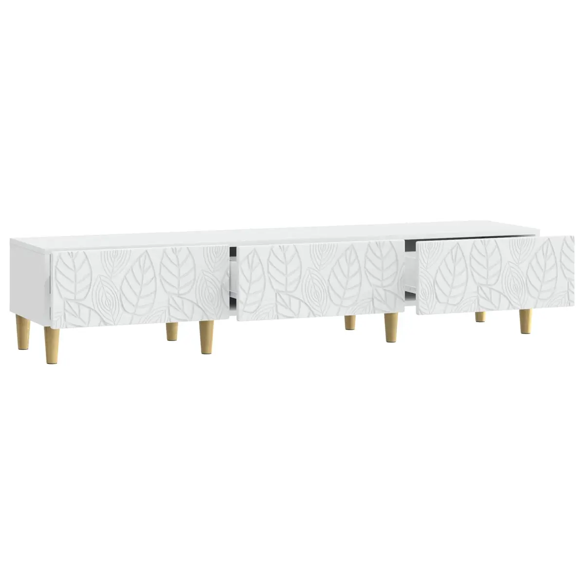 TV Stand Vintage Style Spacious Storage Unit 147 x 34.5 x 30 cm White Engineered Wood for Media Organization