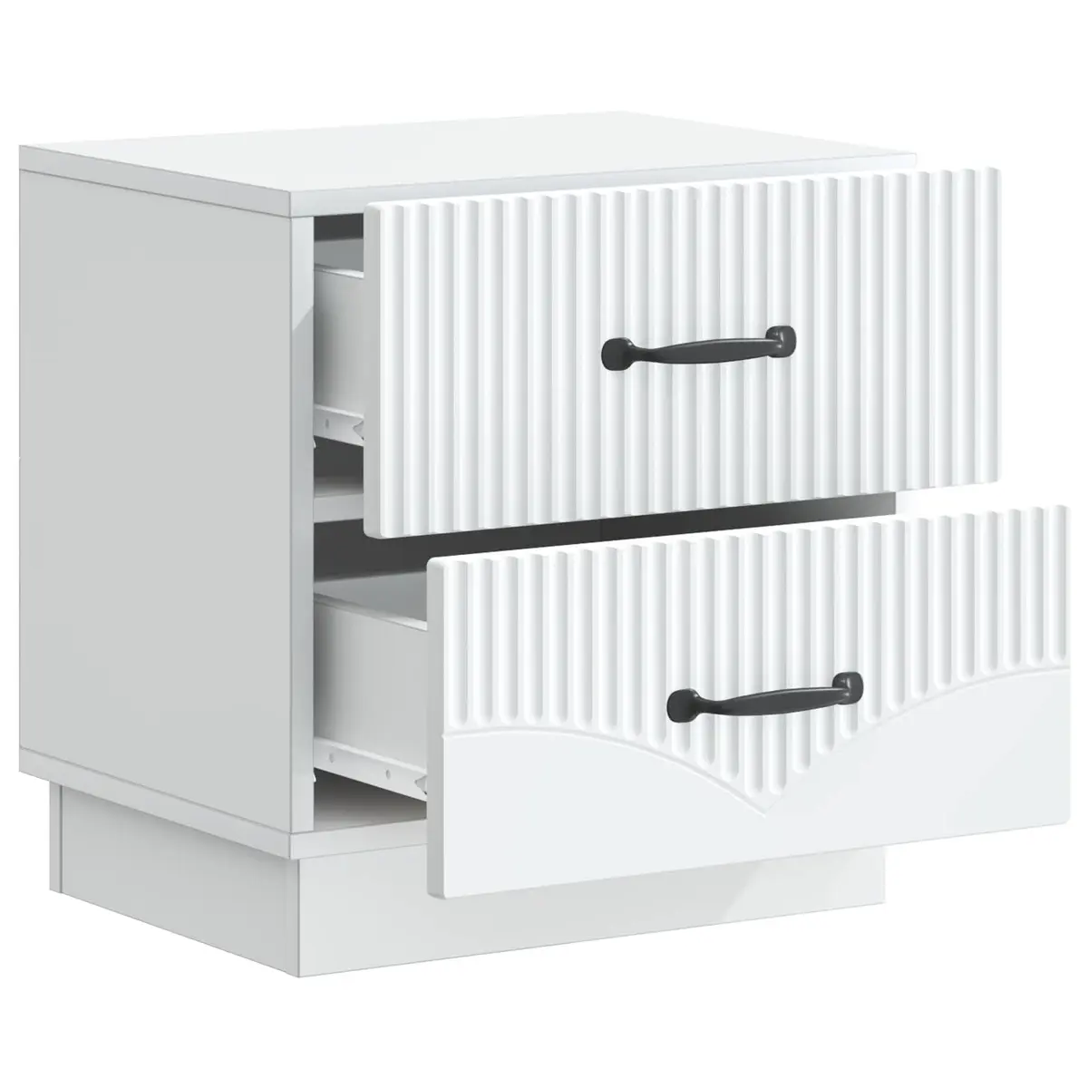 Bedside Cabinet Engineered Wood Storage Drawers Rectangular White