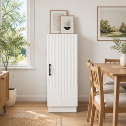 Durable White Sideboard Cabinet with Shelves and Drawers