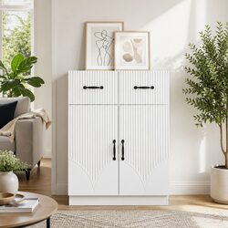 White Sideboard Storage Cabinet 66 x 34.5 x 87 cm