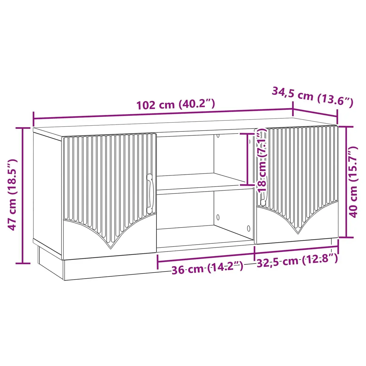 TV Cabinet Modern Storage Unit 102 cm White
