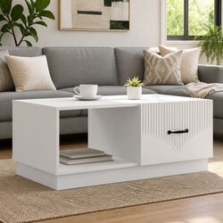 Coffee Table with Storage Cabinet 90x50x37 cm, White