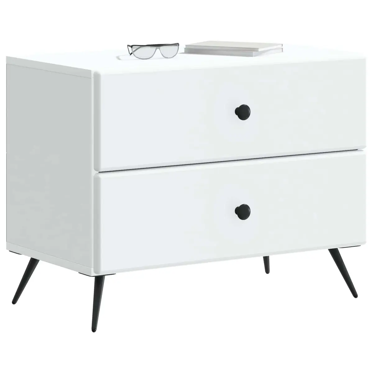 Bedside Cabinet Storage Table Drawer Shelf White 62 x 34.5 x 47.5 cm