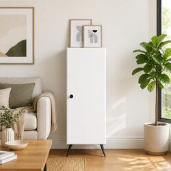 Functional White Buffet Cabinet in Engineered Wood