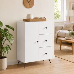 Functional White Sideboard Buffet Storage Cabinet