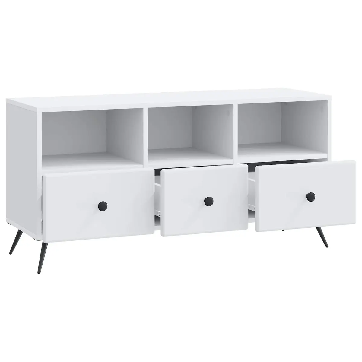 TV Cabinet White Engineered Wood Entertainment Unit Storage Drawers Shelves