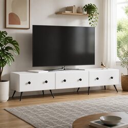 Engineered Wood TV Cabinet with Drawer, 147x34.5x30cm