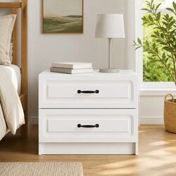 White Bedside Cabinet 62 x 34.5 x 44.5 cm Durable Design