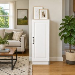Functional White Sideboard with Adjustable Shelves and Drawers