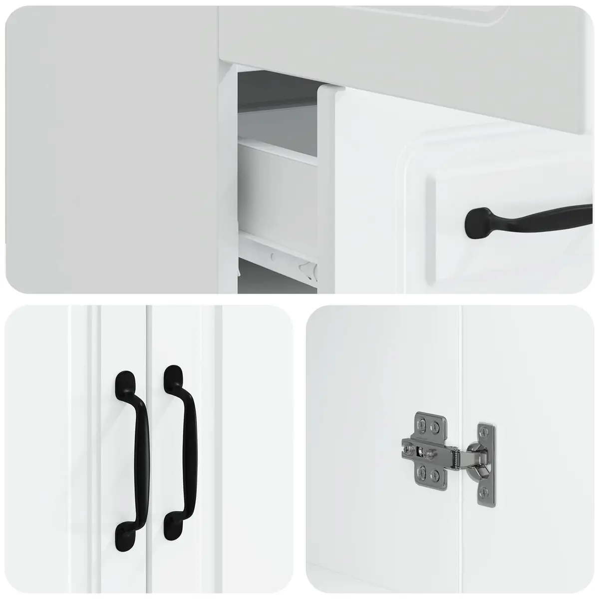 White Sideboard Storage Cabinet 66x34.5x92cm Engineered Wood Buffet Furniture