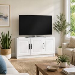 White TV Cabinet with Efficient Storage Dimensions 99x34.5x47cm