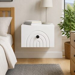 Wall-Mounted Bedside Cabinet with Engineered Wood Design