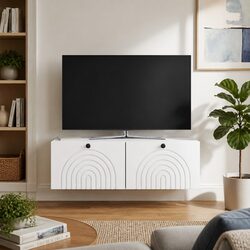 White Engineered Wood Wall-Mounted TV Cabinet 99 x 41 x 30 cm