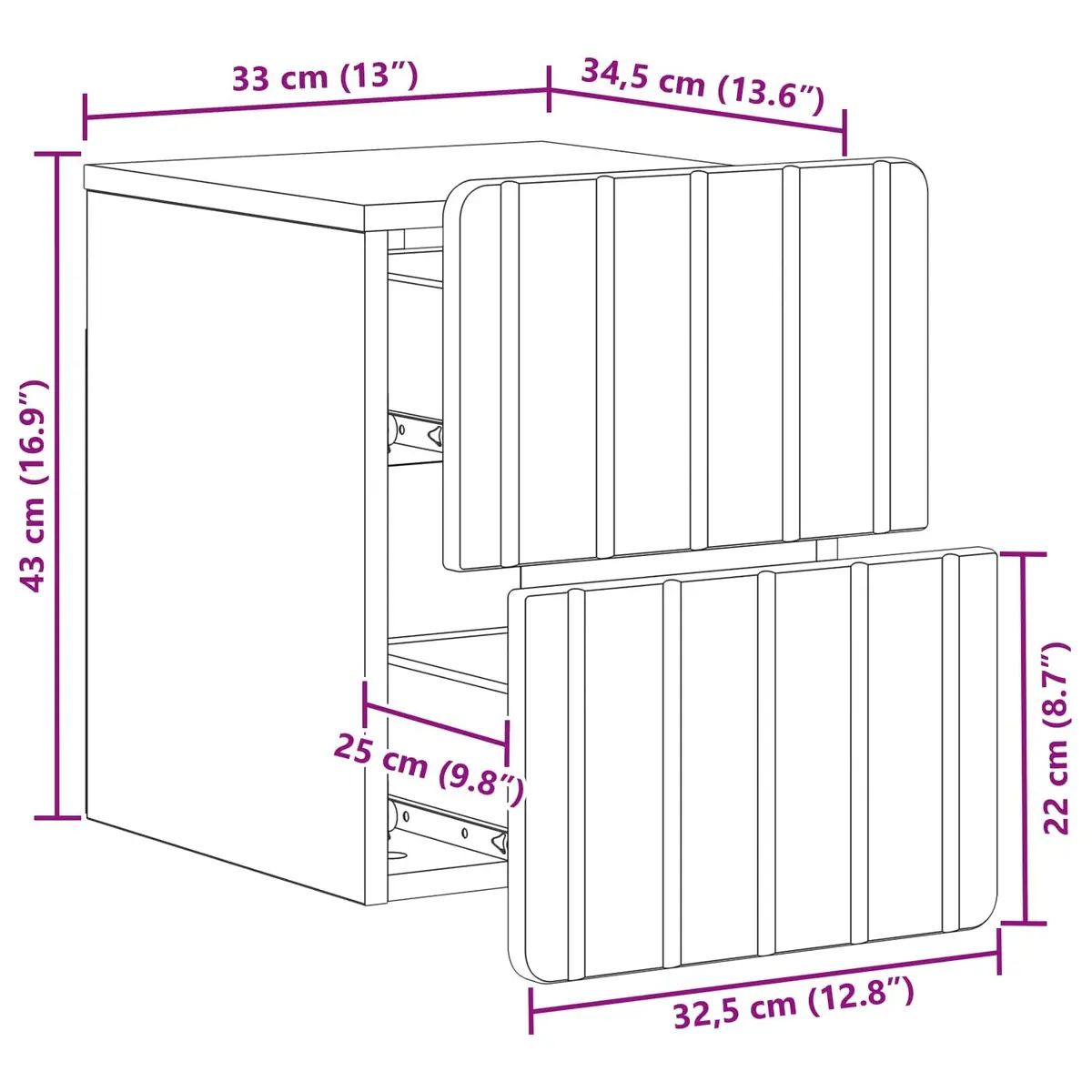 Wall-Mounted Bedside Cabinet Space Saving White Small