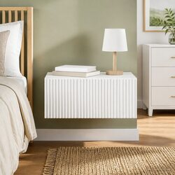 Compact White Wall-Mounted Bedside Cabinet for Storage