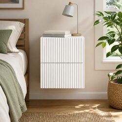 Wall-Mounted Bedside Storage Cabinet in White