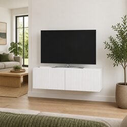 Modern White Wall-Mounted TV Cabinet with Storage