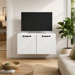 White Wall-Mounted TV Cabinet - 59.5 x 41 x 30cm