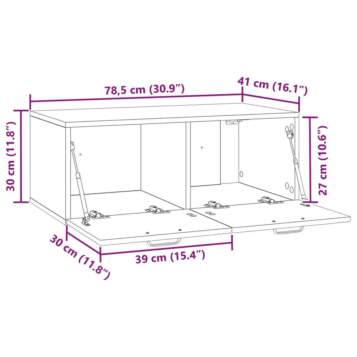 Wall-Mounted TV Cabinet Space Saving 78.5 x 41 x 30 cm White