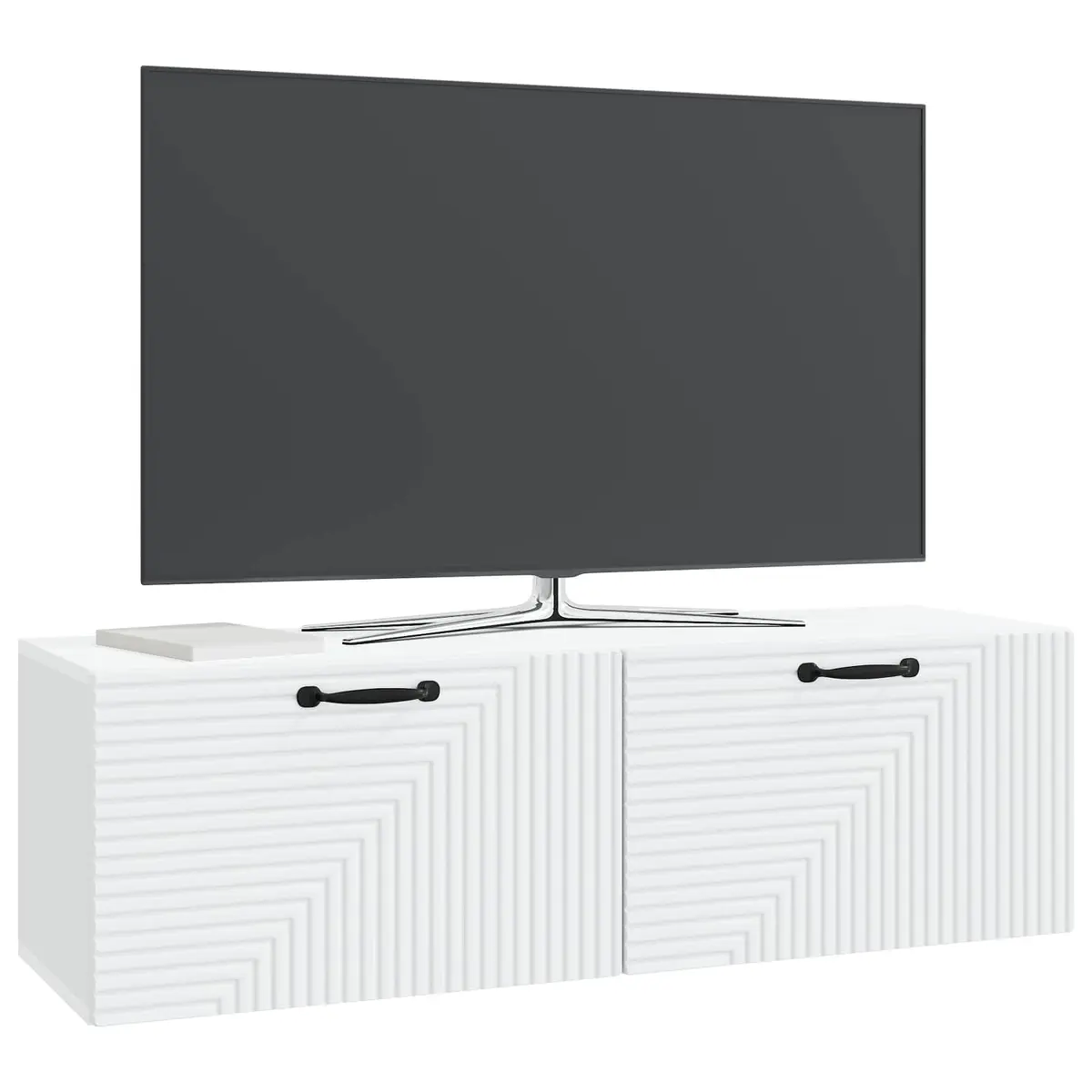 Wall-Mounted Storage Unit White Modern TV Cabinet 98cm x 31cm x 30cm