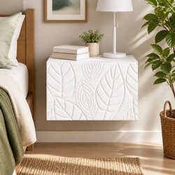 Wall-Mounted White Side Table with Storage Drawer