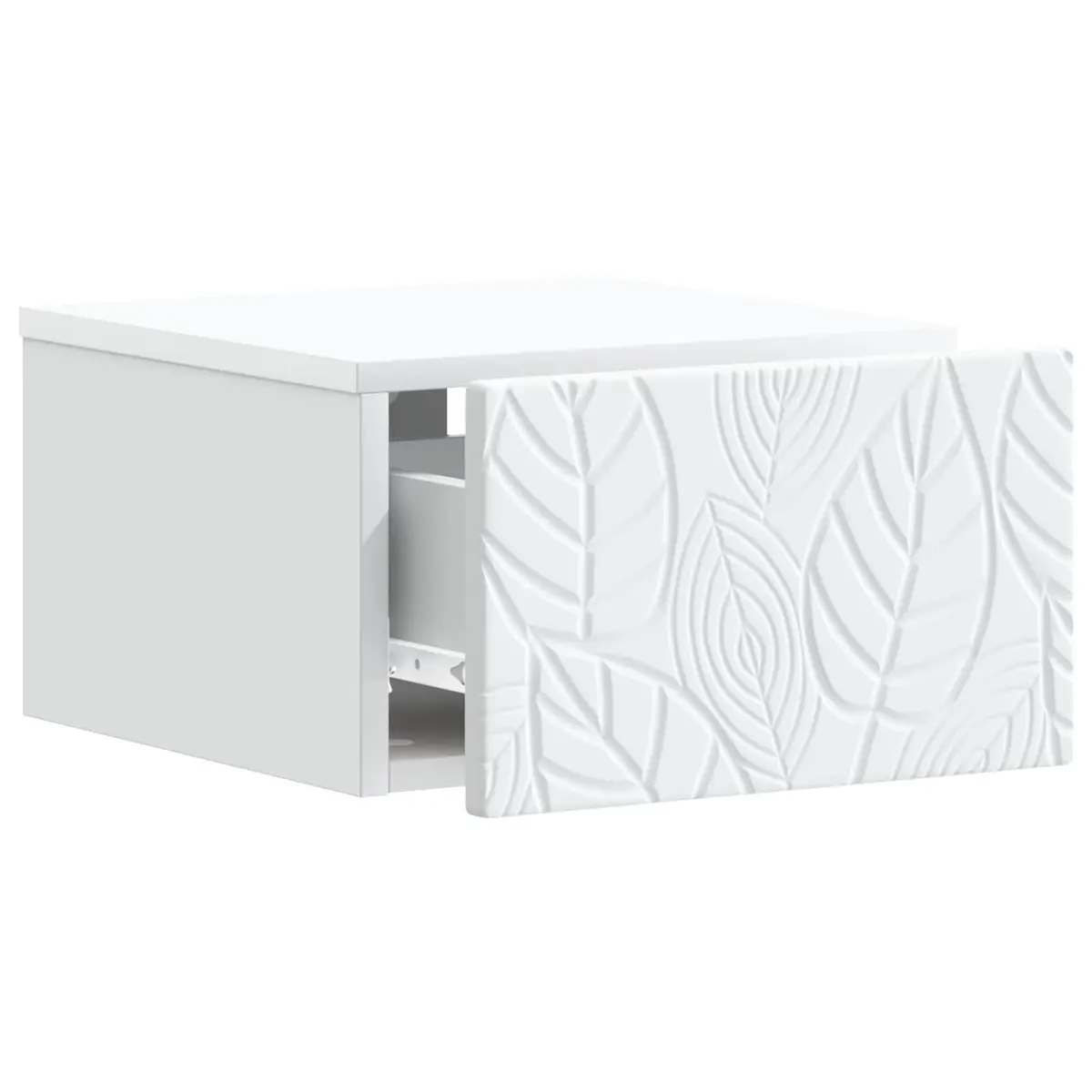 Wall-Mounted Side Table Compact Storage Drawer White