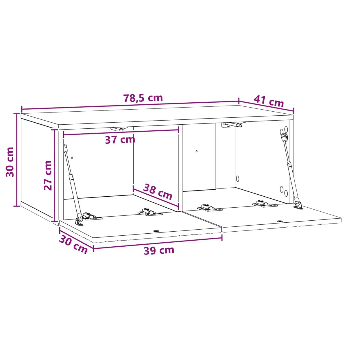 Wall-Mounted TV Cabinet 78.5 x 41 x 30 cm White Storage Unit Living Room