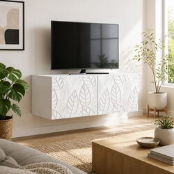 Wall-Mounted TV Storage Unit 59.5 x 31 cm in White