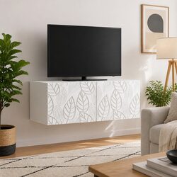 Chic White Engineered Wood TV Cabinet 78.5 x 31 cm