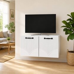 White Wall-Mounted TV Cabinet with Engineered Wood