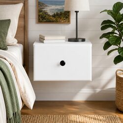 Compact White Wall-Mounted Bedside Cabinet