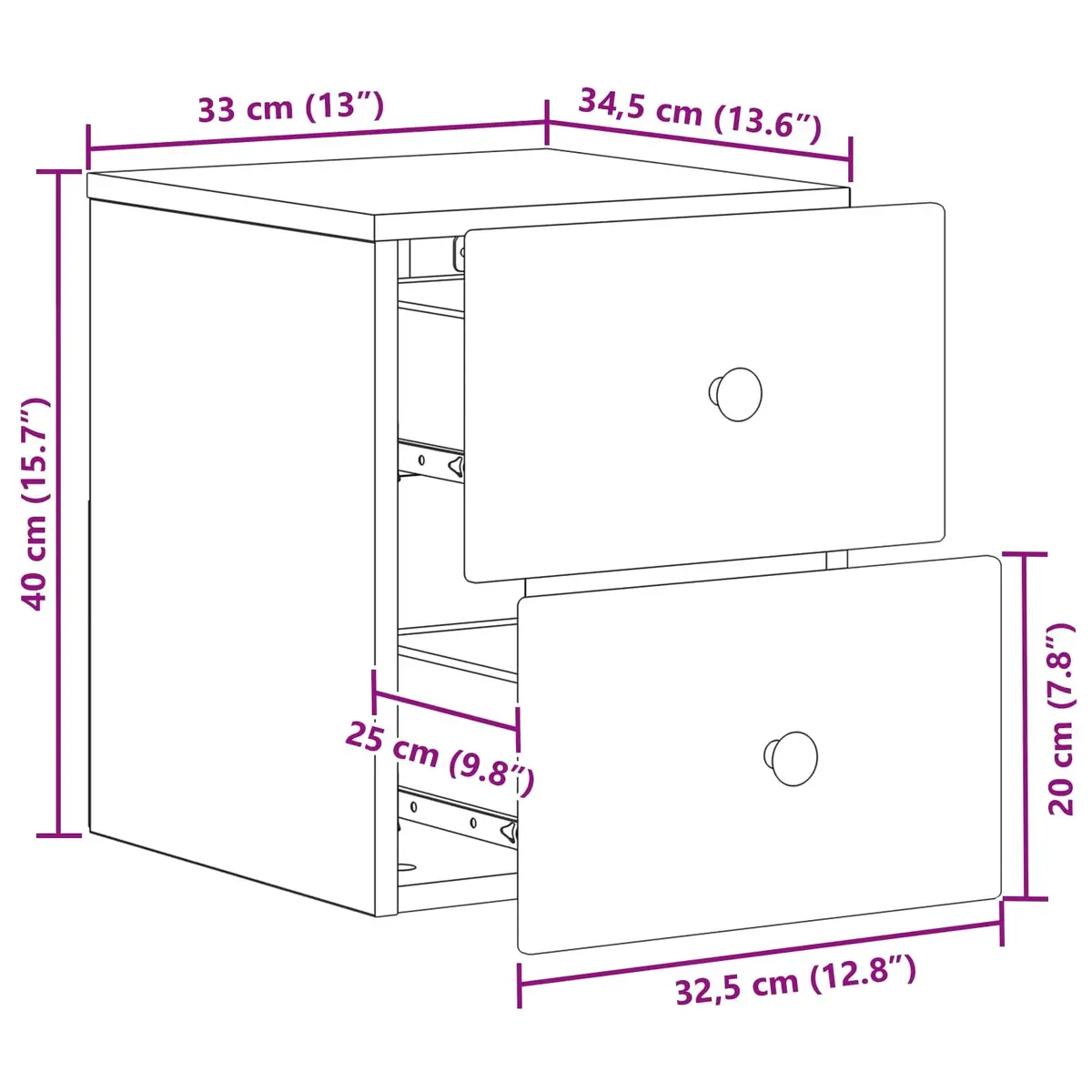 Wall-Mounted Bedside Cabinet Modern White Compact Storage Drawer and Compartment