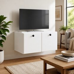 Compact Wall-Mounted TV Cabinet in White