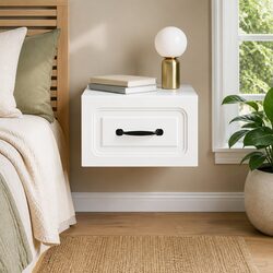 Engineered Wood Wall-Mounted Bedside Cabinet with Shelf